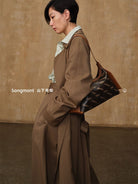 Songmont Monogram Canvas Leather Hobo in Brown - On Model