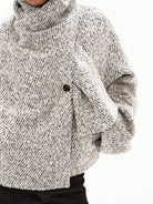 PUKI Scarf Collar Wool Tweed Jacket in Gray - On Model