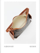 Songmont Monogram Canvas Leather Hobo in Brown - Detail