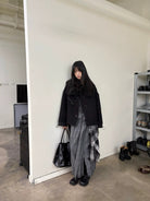 NeverSeez Plaid Pleated Skirt with Detachable Waist in Gray - On Model