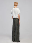 Simple Project Crinkled Straight Leg Trousers in Gray - On Male Model