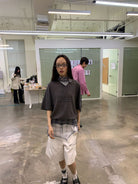 NeverSeez Snake Bow Print T Shirt in Gray - On Model