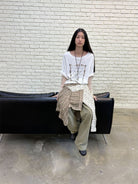 NeverSeez Spoon Frame Print T Shirt in White - On Model