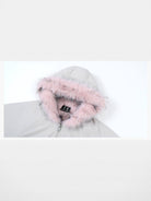 MEDM Faux Fur Trim Padded Jacket in Gray - Detail