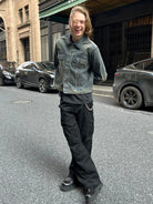 VLABMADE Distressed Paratrooper Cargo Pants in Beige