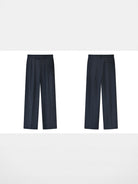 Roolrren Homme Pleated Wool Trousers in Navy Blue