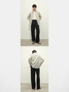 ROYA Striped Lyocell Silk Blend Shirt in White - On Model