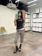 NeverSeez Slim Fit Cropped Capri Pants in Gray - On Model