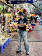 SOD Graphic Print Cotton Boxy T Shirt in Black - On Model