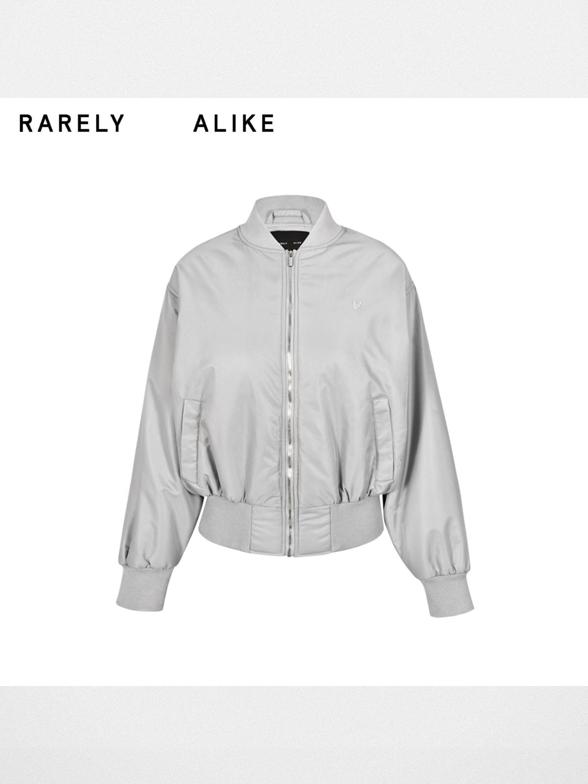 RARELY ALIKE Zip Front Bomber Jacket in Gray