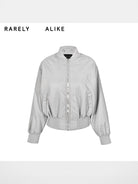 RARELY ALIKE Zip Front Bomber Jacket in Gray