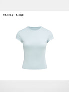 RARELY ALIKE Hourglass Cotton Crew Neck Tee in Sky Blue