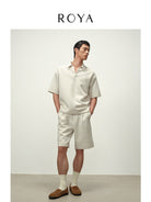 ROYA Structured Air Layer Polo in White - On Model