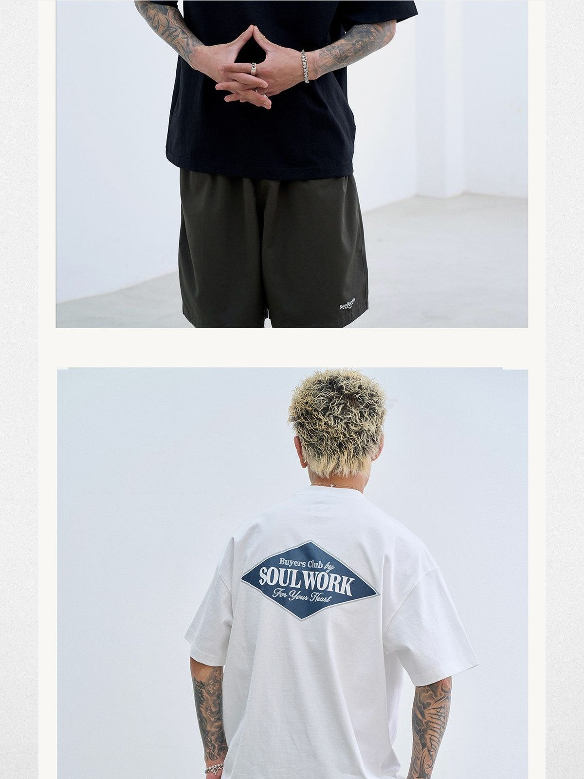 SWFI Heavyweight Cotton Logo T Shirt in White - On Model