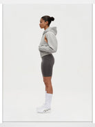 RARELY ALIKE Convertible Zip Up Hoodie in Gray - On Model