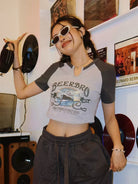 BeerBro Ocean Liner Split Neck Tee in Lavender - On Model