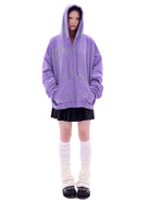 CFIERCE Rhinestone Snake Girl Zip Hoodie in Purple - On Model