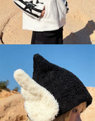 CFIERCE Angel Wings Pointed Knit Beanie in Black - On Model