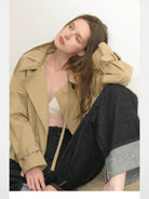 PUKI Rhinestone Cuff Curved Leg Jeans in Blue - On Model