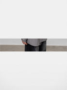 NANS Oversized Shirt with Leather Patch in Gray - On Male Model