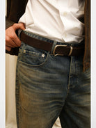 Retro 21 Vintage Wash 646 Style Flared Jeans in Blue - On Model