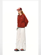 FPA Contrast Stitch Thermal Sweatshirt in Burgundy - On Model