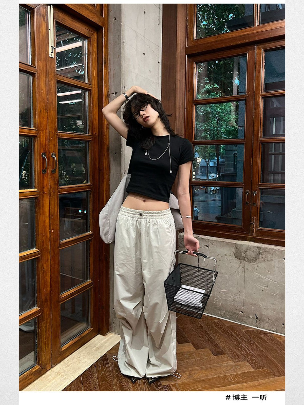 Rarely Alike Fitted Cropped Cotton T Shirt in Black - On Model