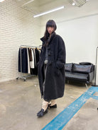 NeverSeez Boucl Wool Duffle Coat in Black