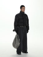 MasonPrince Cropped 90 Down Puffer in Black - On Male Model