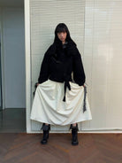 NeverSeez Short Boucl Wool Toggle Coat in Black - On Model