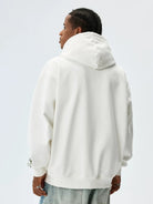 MEDM Camellia Embroidered Zip Hoodie in White - On Male Model