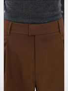 MasonPrince Pleated Wide Leg Suit Trousers in Brown - Detail