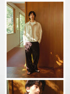 ROYA Water Repellent Twill Harrington in White - On Model