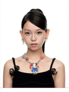 SHUSHU/TONG Zircon Rubber Band Girl Necklace in Blue - On Model
