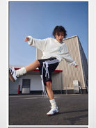 MEDM Oversized Logo Crewneck Sweatshirt in White