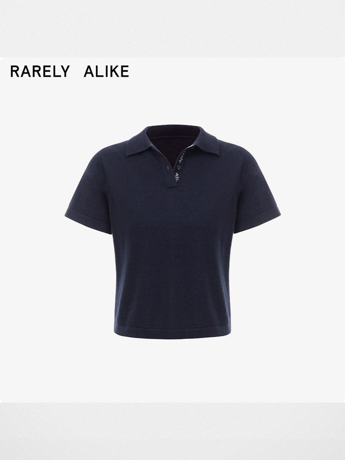 Rarely Alike Pure Wool Logo Jacquard Polo in Navy Blue