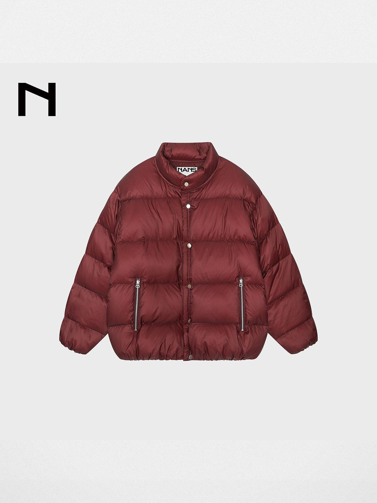 NANS 90 Goose Down Jacquard Puffer in Burgundy