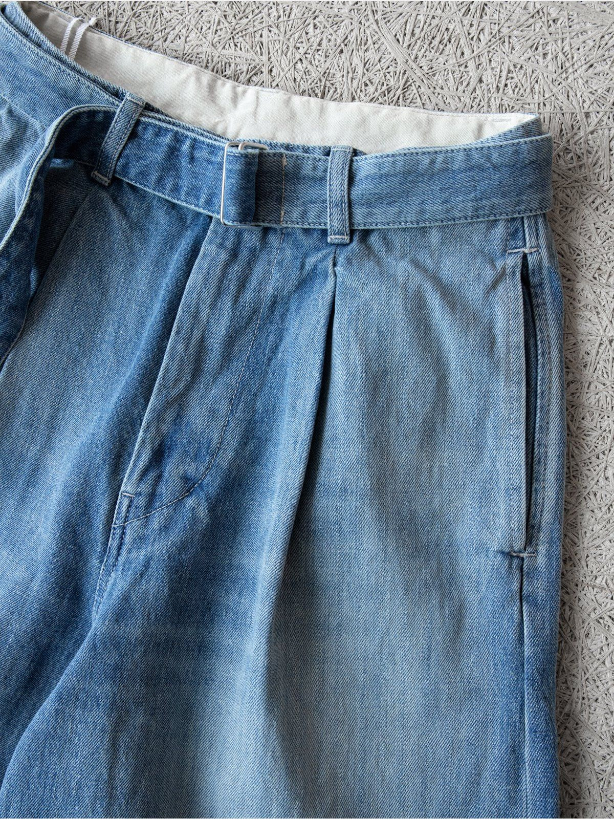 Soda Belted Japanese Selvedge Jeans in Denim - Detail