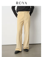 ROYA Supima Cotton Corduroy Trousers in Beige - On Model