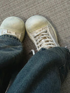 MASONPRINCE Distressed Canvas Platform Sneakers in Black #color_black