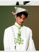 CFIERCE Chain Detail Elf Ear Hat in Gray - On Male Model