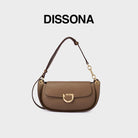 DISSONA Leather Crossbody Saddle Bag in Gray
