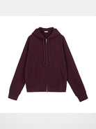 Simple Project Cotton Blend Zip Up Hoodie in Burgundy