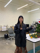 NeverSeez Thinsulate Padded Faux Leather Coat in Black