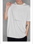 NANS Contrast Print Pima Cotton T Shirt in White - On Model