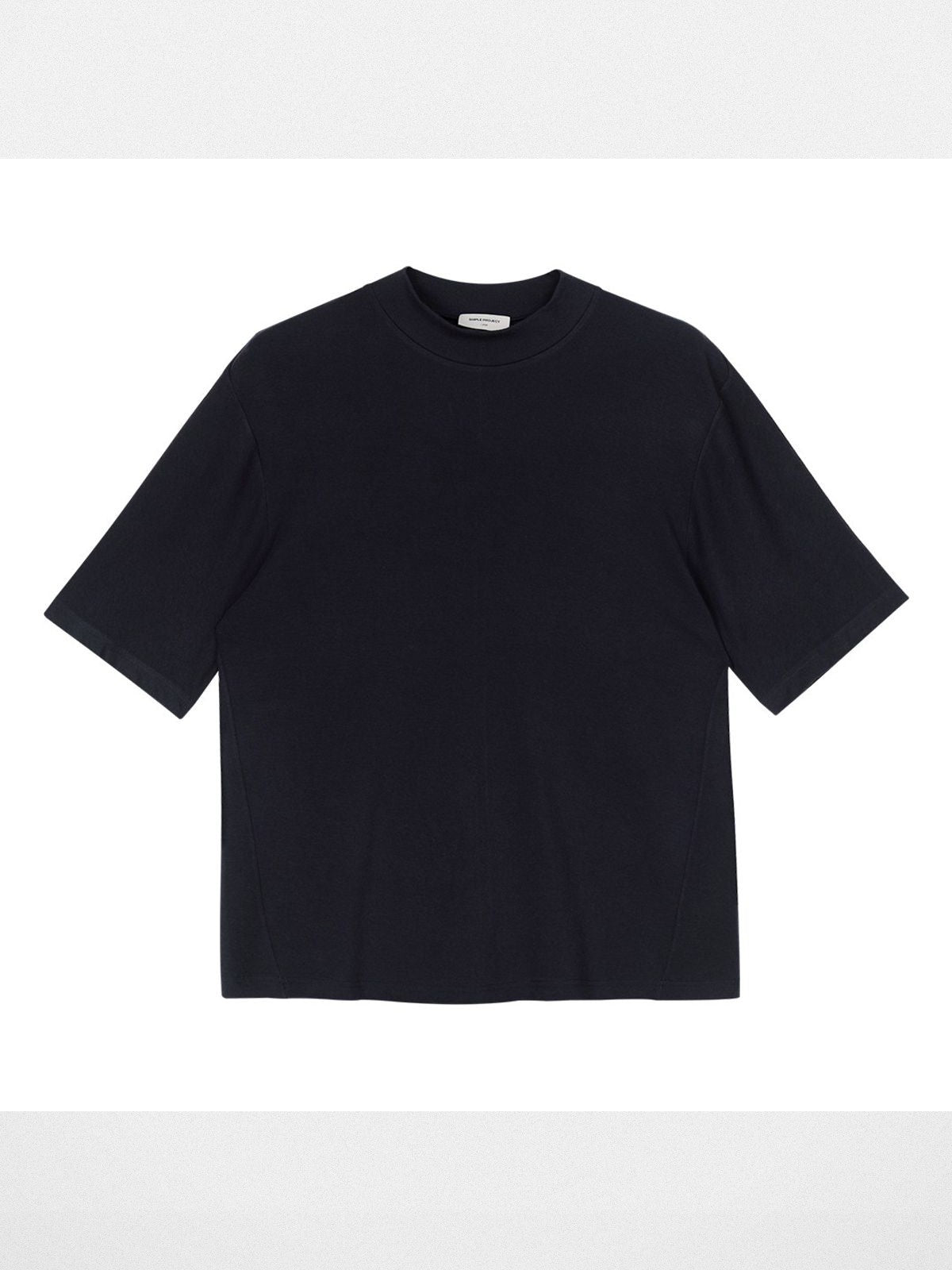 Simple Project Merino Wool Mock Neck T Shirt in Blue