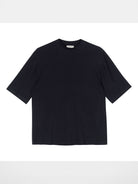 Simple Project Merino Wool Mock Neck T Shirt in Blue