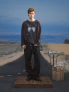 SOD Keanu Graphic Waffle Knit Top in Gray - Lifestyle