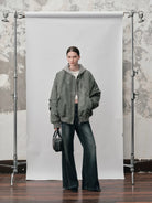 NANS Curved Panel Thinsulate Bomber in Olive