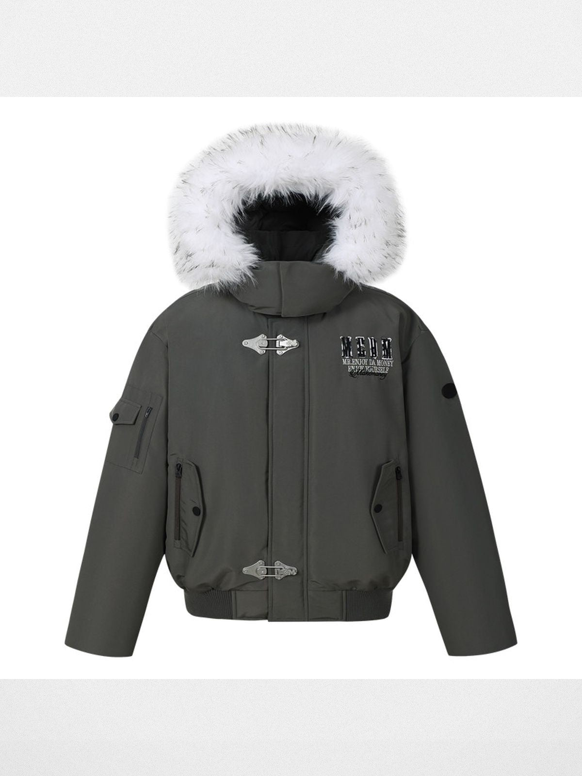 MEDM Detachable Fur Collar Down Parka in Olive